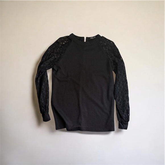 MIHOLL Tops - Elegant Black Lace Sleeve Blouse